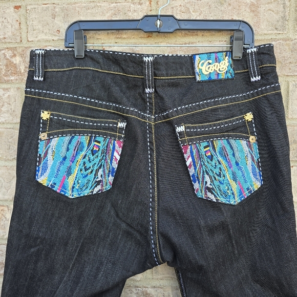 Coogi Black Jeans with Colorful Pockets